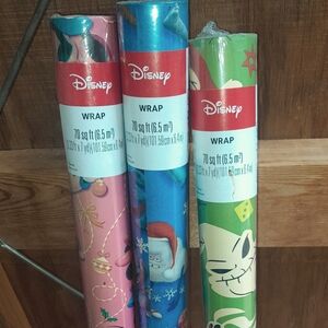 Disney Gift Wrapping Paper Bundle Of 3, Minnie Mouse/Nightmare Before Christmas